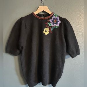 Silk Angora sweater with sequin detail (Small)
